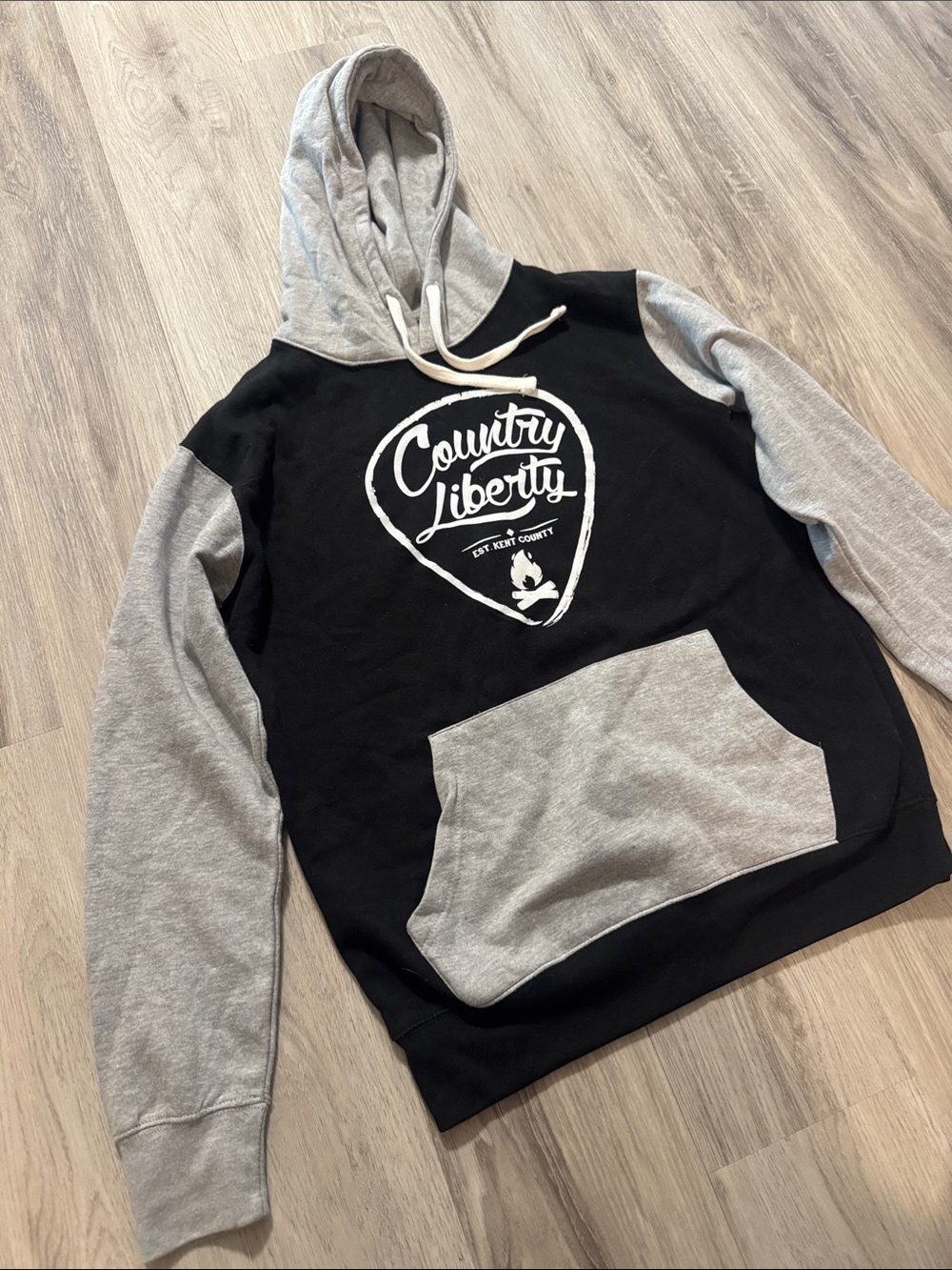 Country Liberty Black & Gray Hooded Pullover Shirt